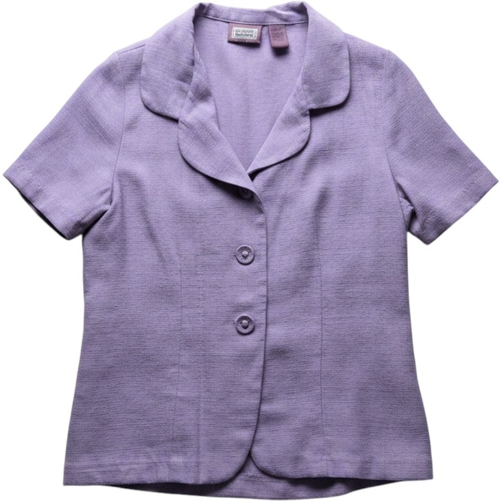 Premier International Vintage Lavender ShortSleeve Button Up Blouse Purple Small
